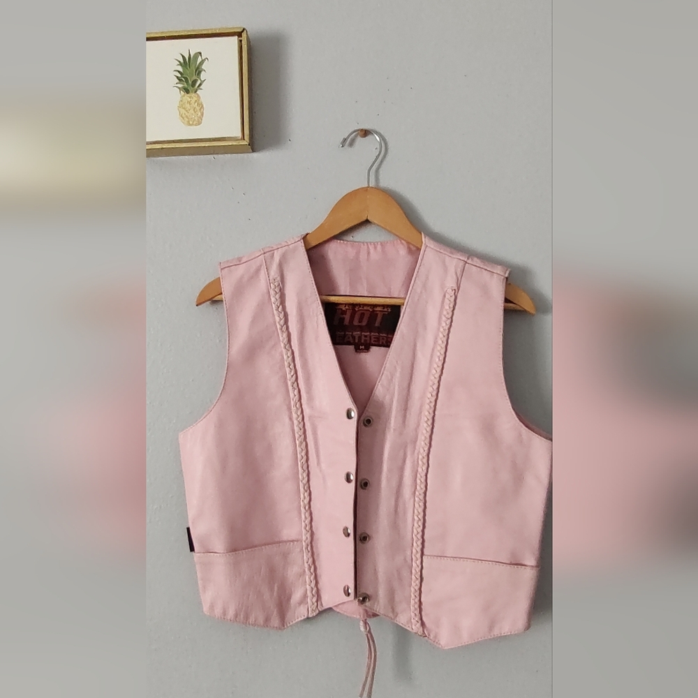 Stylish Pink Leather Vest for Women